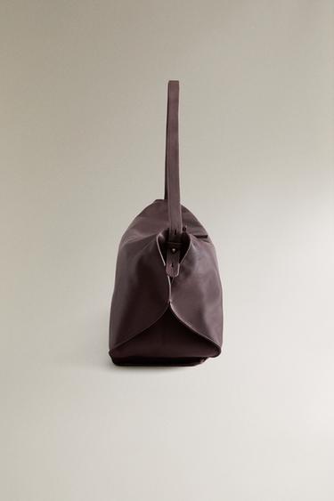 LEATHER TOTE BAG - Burgundy Red by Zara - Image 3