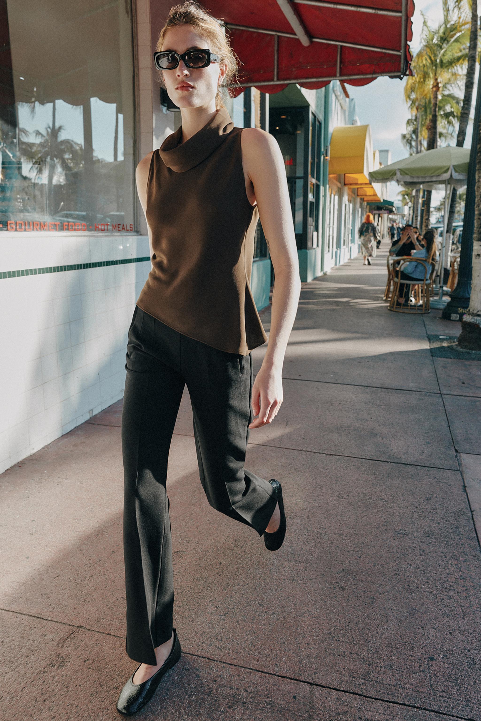 アシンメトリーヘムトップス - ブラウン | ZARA Japan / 日本