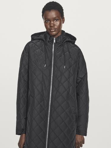 Zara Long water-repellent oversize quilted parka - Black