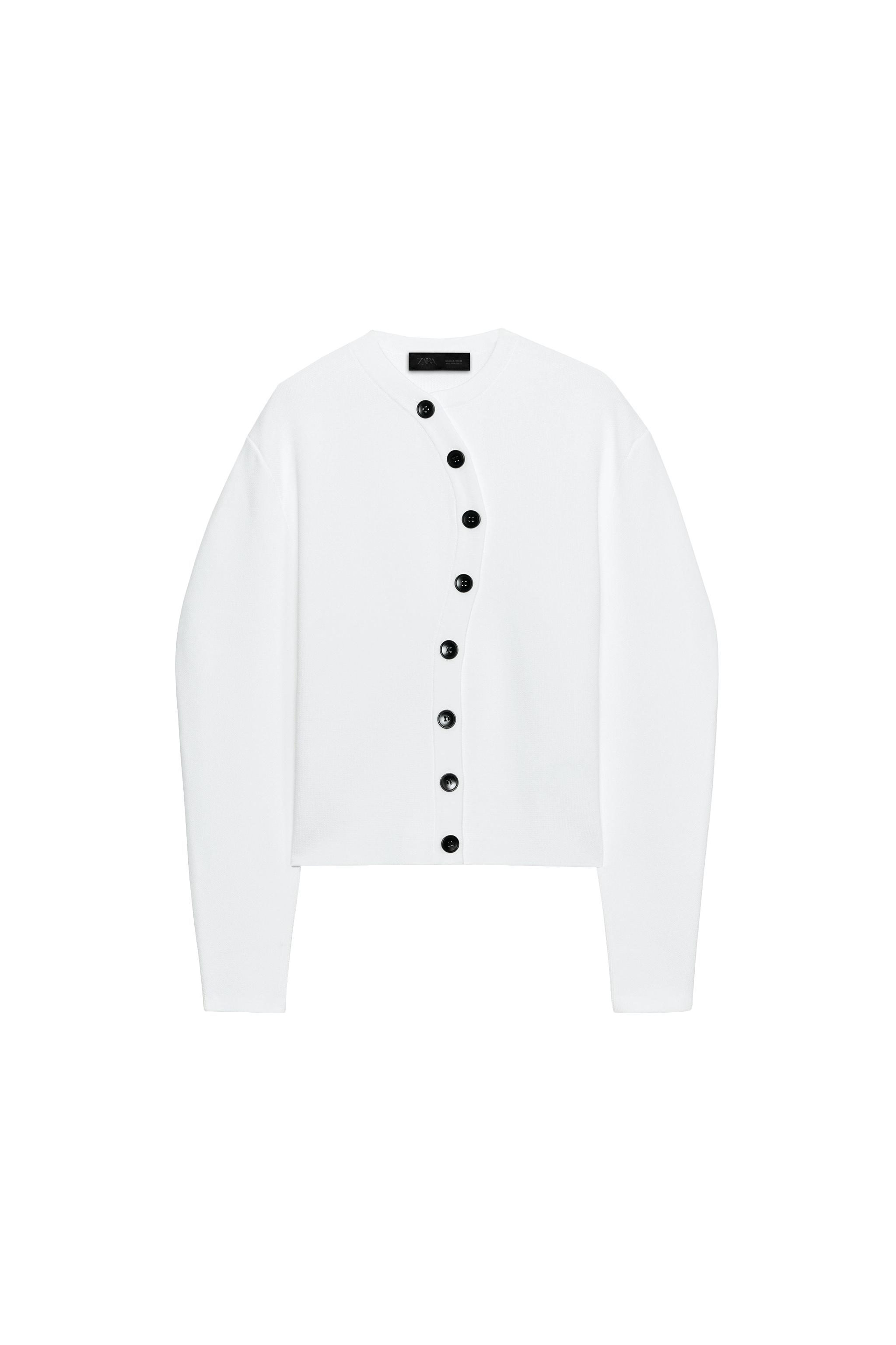 ASYMMETRIC FASTENING CARDIGAN - White | ZARA Iraq
