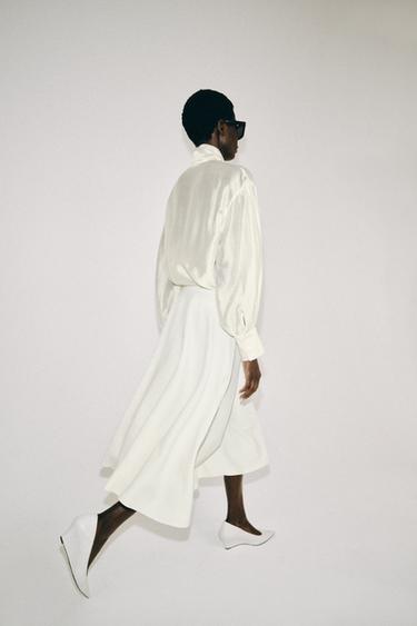ZW COLLECTION LAYERED MIDI SKIRT - Ecru by Zara