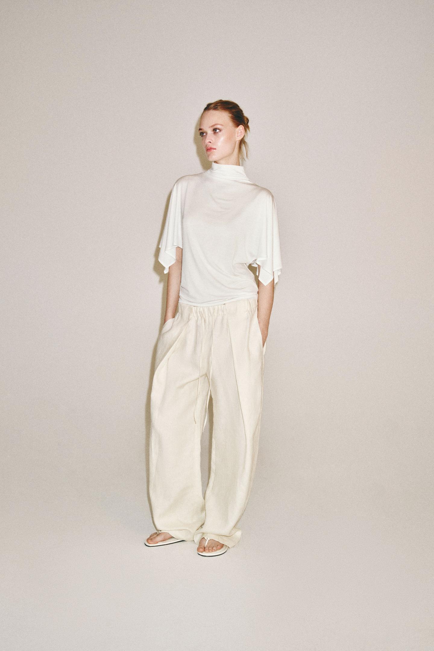 Женский топ Zara High Collar Top, цвет: Белый — фото 1