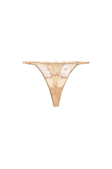 TANGA MED BLONDE OG BLOMSTERPRINT - orange fra Zara