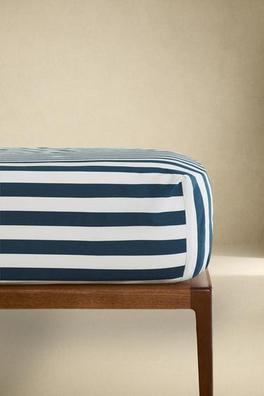 X THE ANIMALS OBSERVATORY KIDS’ STRIPED FITTED SHEET - Navy blue by Zara