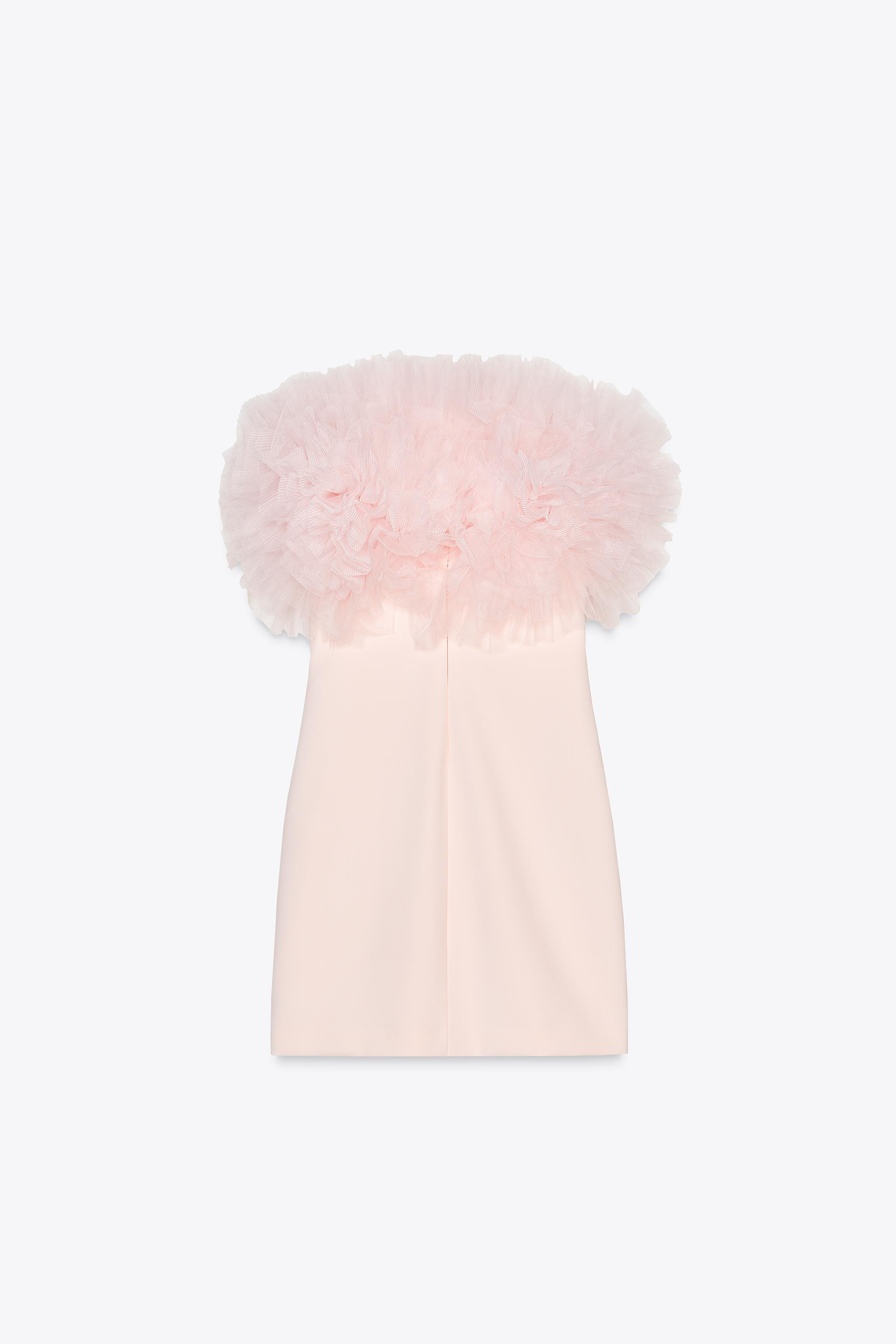 ZARA ボリュームチュールショートワンピース 4772/334 ボリュームチュールショートワンピース - パステルピンク | ZARA