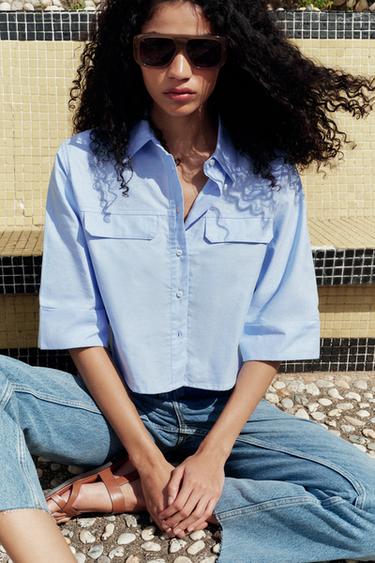 SHORT OXFORD SHIRT - Light blue by Zara