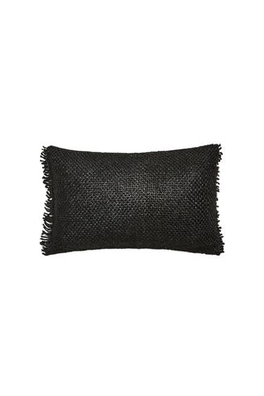 CAPA DE ALMOFADA COM FRANJAS - Preto da Zara