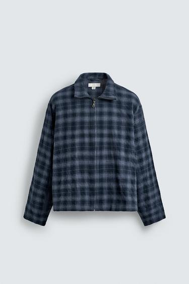 KARIERTES HEMD MIT REIßVERSCHLUSS - Blau von Zara
