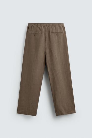 PANTALON RELAXED FIT 100 % LIN - Marron / Taupe de Zara - Image 7