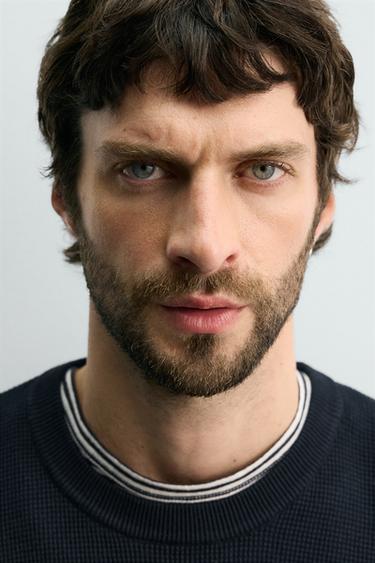 REGULAR FIT WAFFLE JUMPER - Navy blue by Zara - Image 4