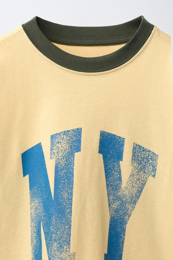 T-SHIRT COLOR BLOCK À IMPRIMÉ - Jaune clair de Zara - Image 2