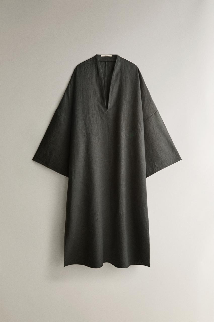 LINEN BEACH CAFTAN - Gray | ZARA United States