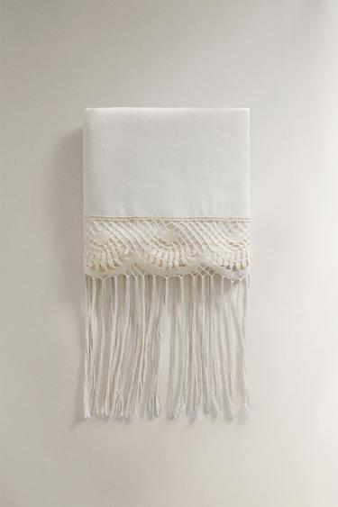 Zara CAMARIÑAS LACE LINEN TOWEL - Ivory - Image 0