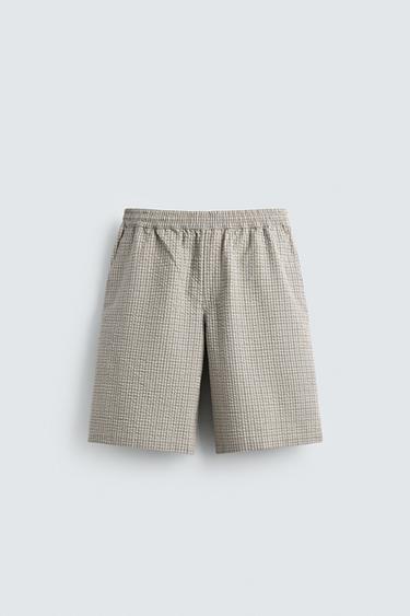 TEXTURED CHECK BERMUDA SHORTS - Sky blue by Zara - Image 7