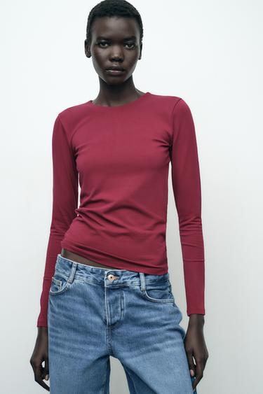 LONG SLEEVE T-SHIRT - Magenta by Zara - Image 0