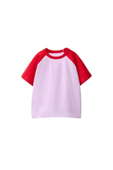 Zara PLAIN RAGLAN SLEEVE T-SHIRT - Red