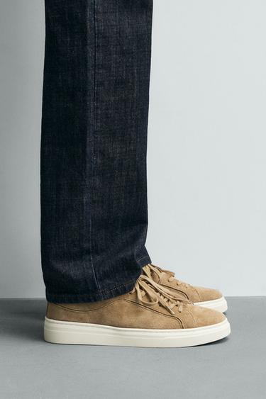 Zara 真皮運動鞋 - 沙棕色 - 圖片 0