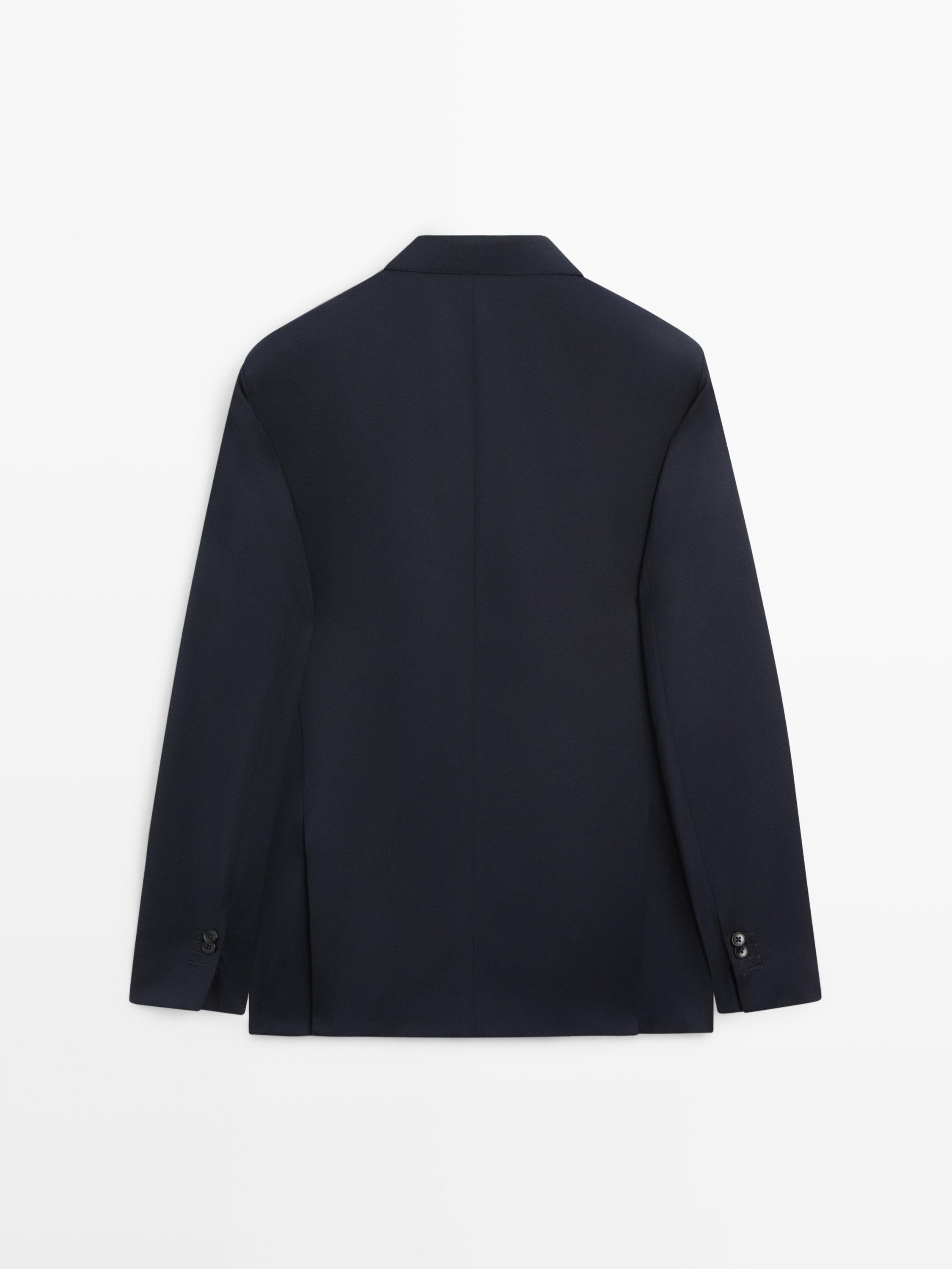 100% cool wool double-breasted suit blazer