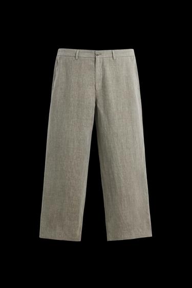 100% WASHED LINEN SUIT TROUSERS - Mink by Zara - Image 0