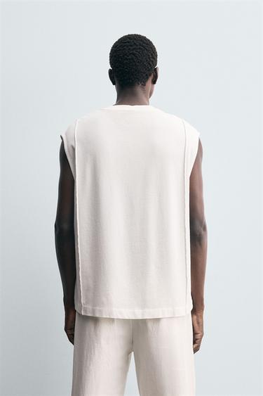 CAMISETA TANK COSTURAS - Blanco de Zara