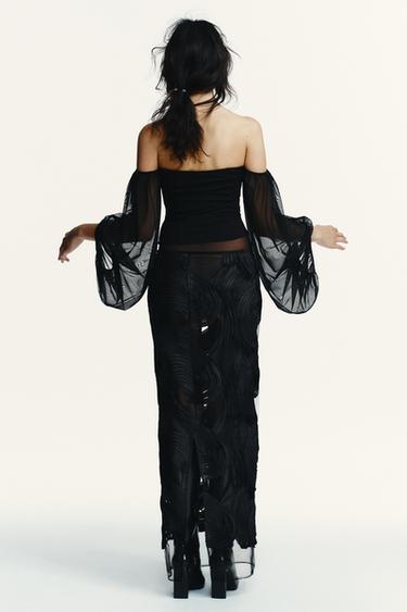 TOP FLUIDE DÉCOLLETÉ DROIT - Noir de Zara - Image 5