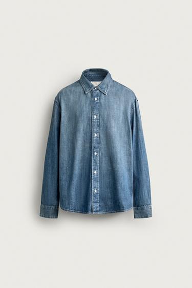 CAMISA DENIM REGULAR FIT - Azul claro de Zara