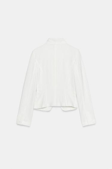 VESTE CROISÉE RAMIE - Blanc de Zara - Image 7