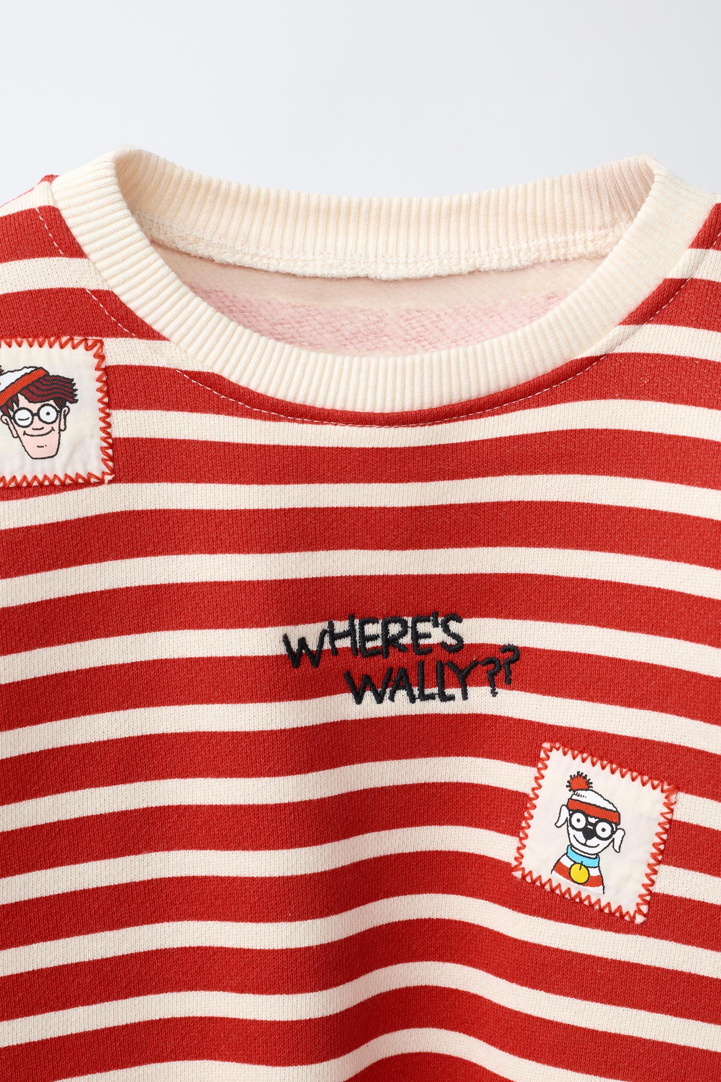 Детская толстовка Zara WHERE'S Wally?® Dreamworks Stripe, цвет: Красный / Белый — фото 3