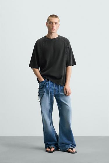 CAMISETA LAVADA ESTRUTURA - Cinza-antracito da Zara - Imagem 0