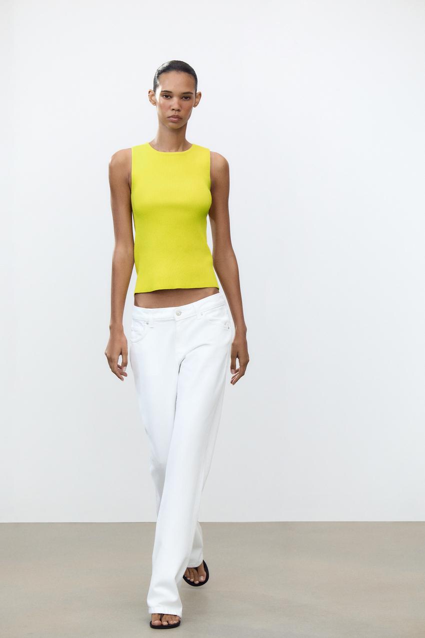 RIBBED KNIT TOP WITH LACED-UP BACK