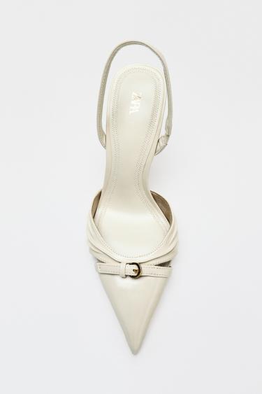 BUCKLED SLINGBACK HEELS - Ecru by Zara