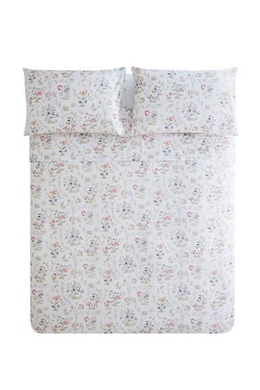 CAPA DE EDREDÃO FLORAL EM CETIM - Branco-marfim da Zara