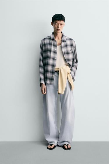 체크 플루이드 셔츠 - Zara 블랙 / 화이트