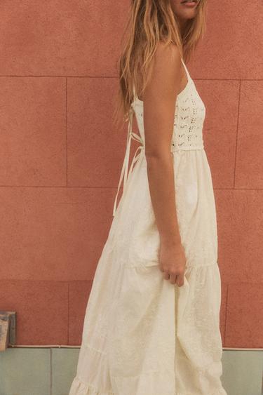 ROBE EN MAILLE EN MATIÈRES VARIÉES - Écru de Zara - Image 1