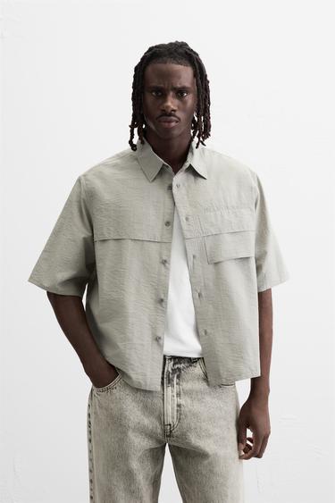 CAMISA EFECTO ARRUGADO - Gris Antracita de Zara