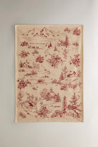 PACK OF COTTON CHRISTMAS COUNTRYSIDE HOUSE TEA TOWELS (PACK OF 2) - Red by Zara - Image 2