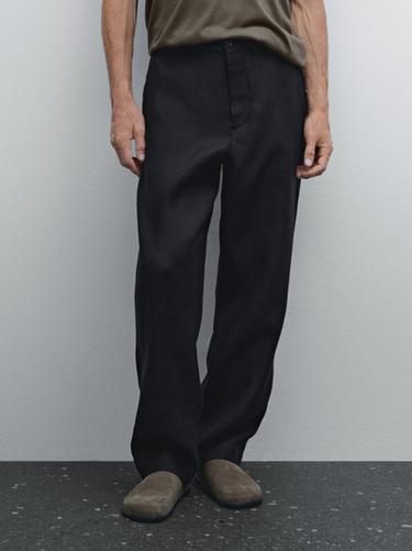 Zara 100% linen trousers - Deep blue