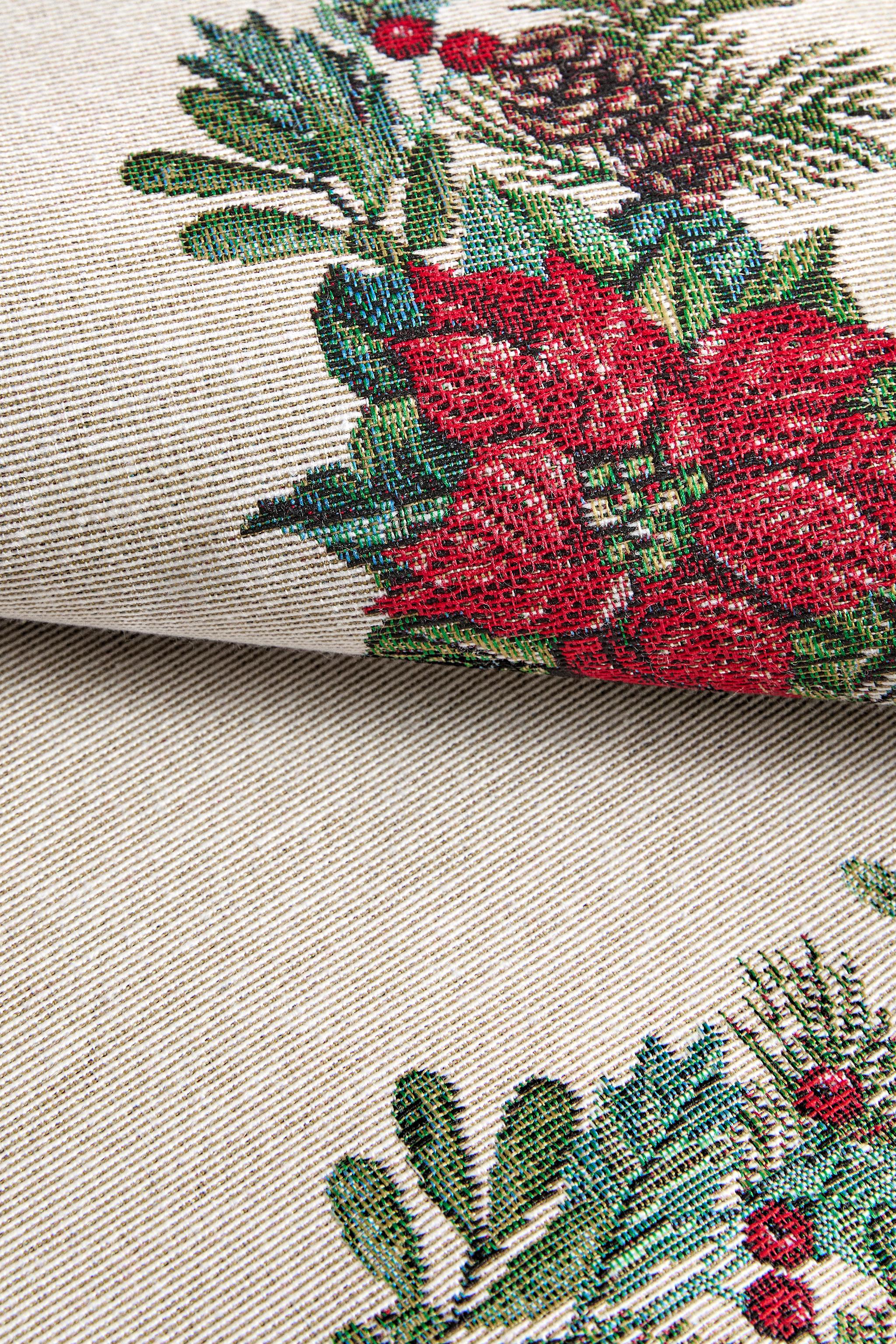 CHRISTMAS FLORAL JACQUARD TABLE RUNNER