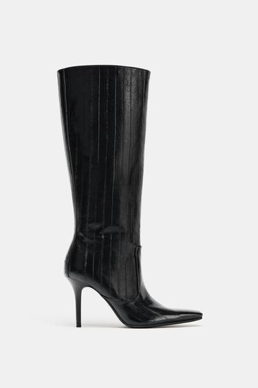 Zara ENGRAVED HEELED BOOTS - Black