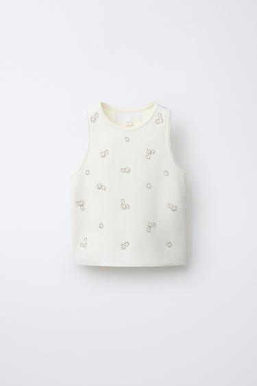 TOP EN MAILLE AVEC FANTAISIE - Blanc de Zara - Image 0