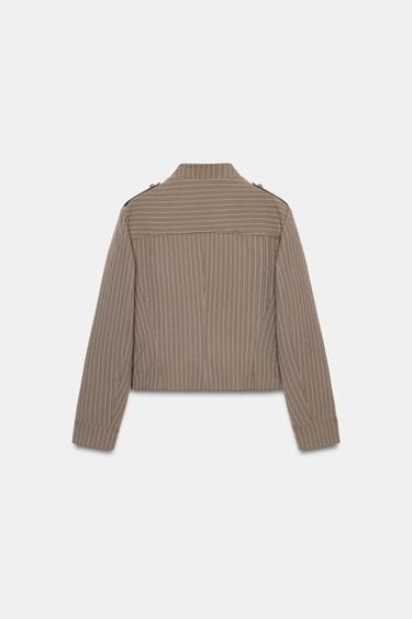 VESTE AJUSTÉE À RAYURES - Marron clair de Zara - Image 9