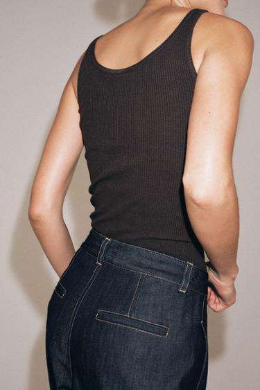 TOP CÔTELÉ RUSTIQUE - Chocolat de Zara - Image 4