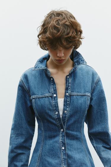 MINI-ROBE EN DENIM TRF - Bleu de Zara - Image 2
