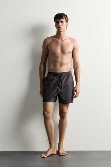AARON LEVINE X ZARA MID-LENGTH SWIMMING TRUNKS - Brown by Zara - Image 0