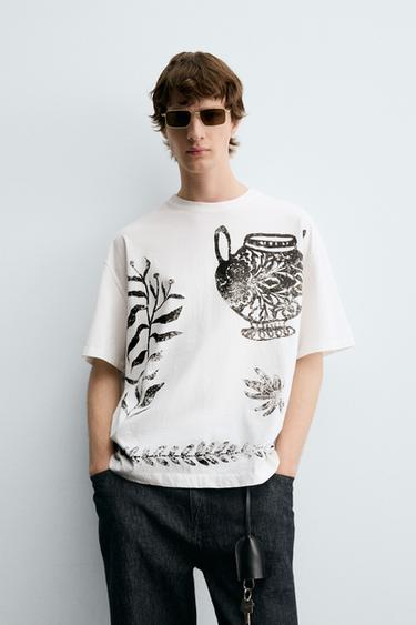 CONTRAST PRINT T-SHIRT - Ecru by Zara