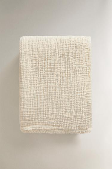 PLAIN MUSLIN THROW - Ecru by Zara