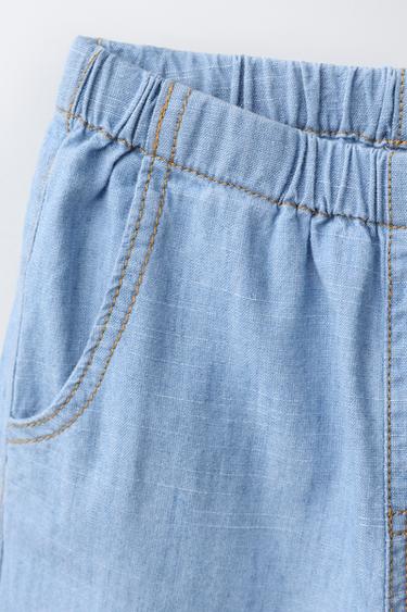 PANTALON EN DENIM - Bleu moyen de Zara - Image 2