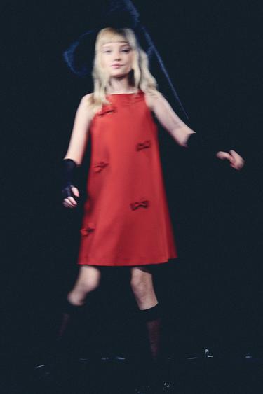 SATEEN DRESS WITH BOWS - Red by Zara