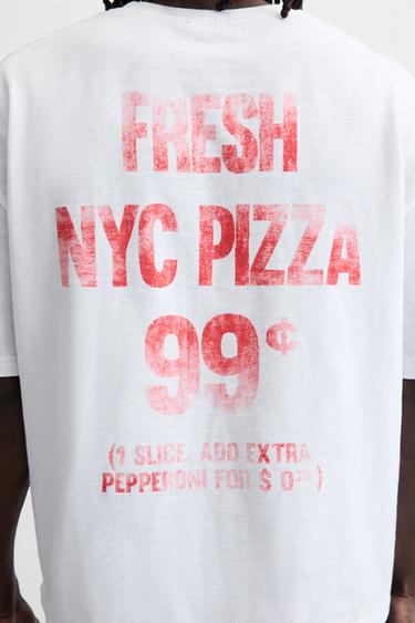 PRINTED T-SHIRT WITH POCKET - Oyster-white by Zara - Image 5