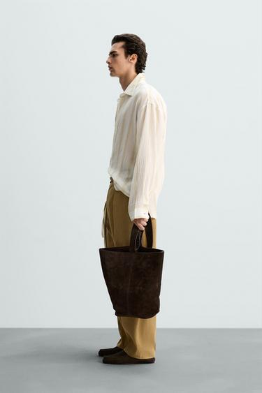 Zara FLOWY BOW SHIRT - Oyster-white